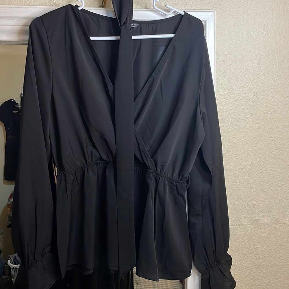Black belted blouse